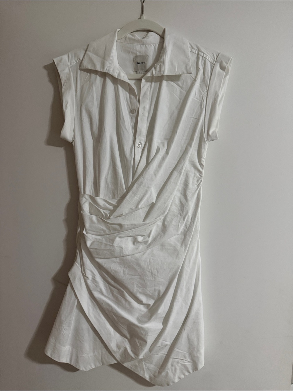 Maeve White Draped Collar Mini Dress